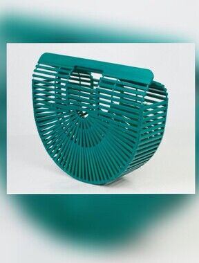 Semi-Circle Slatted Summer Tote - Mint Green